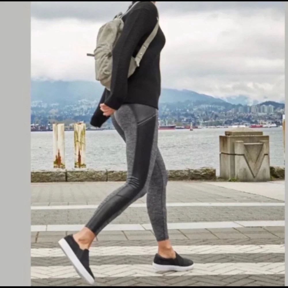 ATHLETA Moto Herringbone Leather Leggings - Picture 1 of 7